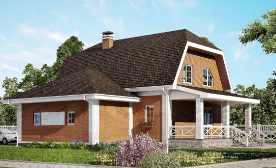 160-006-П Проект двухэтажного дома с мансардой и гаражом, средний коттедж из бризолита Кызыл | Проекты домов от House Expert