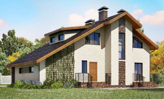 180-008-П Проект двухэтажного дома с мансардой, гараж, средний дом из теплоблока Кызыл | Проекты домов от House Expert