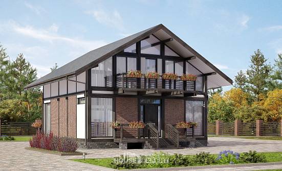 170-007-П Проект двухэтажного дома мансардный этаж, недорогой загородный дом из бревен Кызыл | Проекты домов от House Expert