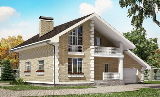 190-005-П Проект двухэтажного дома с мансардой, гараж, простой загородный дом из теплоблока Кызыл | Проекты домов от House Expert