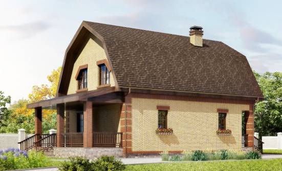 130-005-Л Проект двухэтажного дома мансардой, небольшой коттедж из блока Кызыл | Проекты домов от House Expert