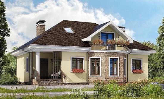 150-008-Л Проект двухэтажного дома мансардой, недорогой загородный дом из твинблока Кызыл | Проекты домов от House Expert