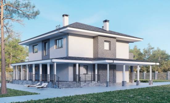 250-004-Л Проект двухэтажного дома, красивый коттедж из бризолита Кызыл | Проекты домов от House Expert