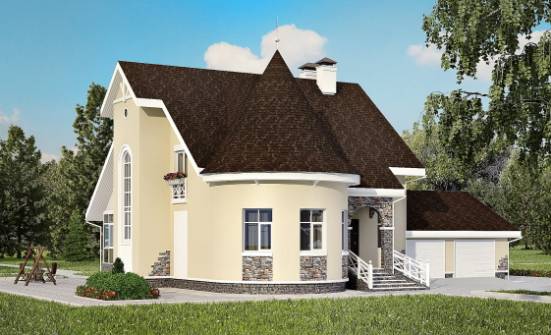 275-001-Л Проект двухэтажного дома с мансардой, гараж, большой загородный дом из кирпича Кызыл | Проекты домов от House Expert