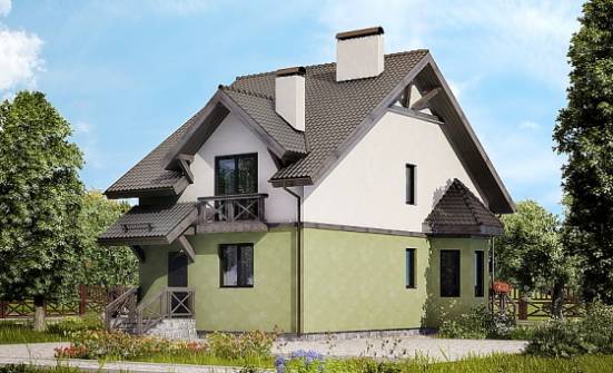 120-003-П Проект двухэтажного дома мансардный этаж, современный домик из арболита Кызыл | Проекты домов от House Expert