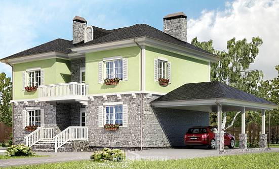 155-006-П Проект двухэтажного дома и гаражом, классический коттедж из поризованных блоков Кызыл | Проекты домов от House Expert