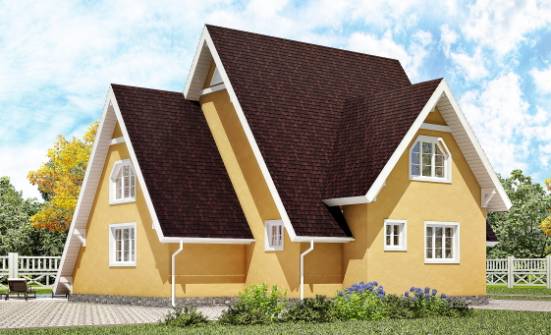 155-008-П Проект двухэтажного дома мансардой, современный коттедж из бревен Кызыл | Проекты домов от House Expert