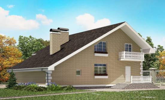 190-005-П Проект двухэтажного дома с мансардой, гараж, простой загородный дом из теплоблока Кызыл | Проекты домов от House Expert