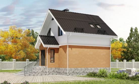100-005-Л Проект трехэтажного дома с мансардным этажом, доступный загородный дом из теплоблока Кызыл | Проекты домов от House Expert