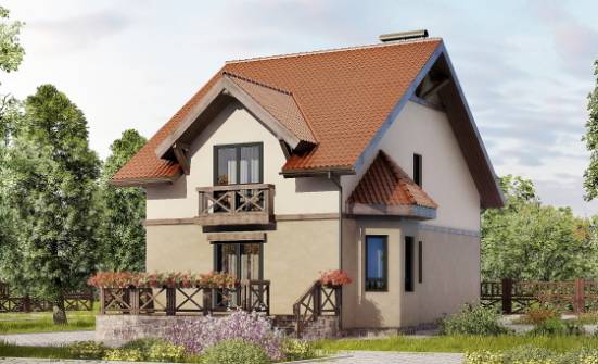 120-003-Л Проект двухэтажного дома с мансардой, скромный дом из бризолита Кызыл | Проекты домов от House Expert