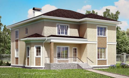 335-001-Л Проект двухэтажного дома и гаражом, красивый дом из кирпича Кызыл | Проекты домов от House Expert