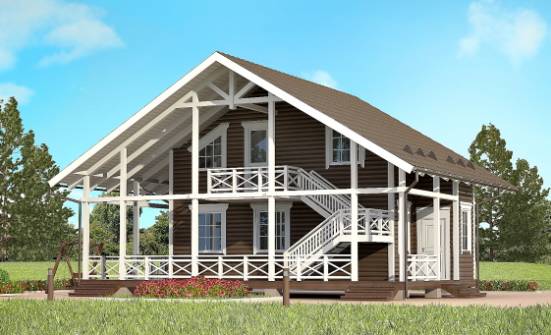 080-001-П Проект двухэтажного дома мансардой, экономичный коттедж из дерева Кызыл | Проекты домов от House Expert