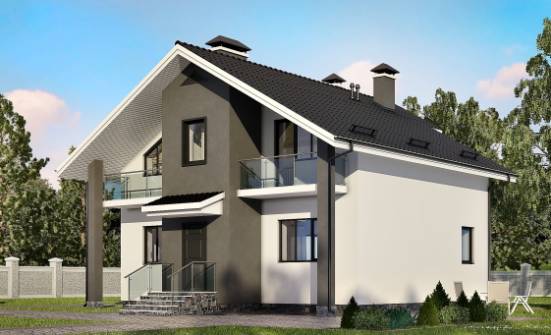 150-005-Л Проект двухэтажного дома мансардный этаж, простой дом из твинблока Кызыл | Проекты домов от House Expert