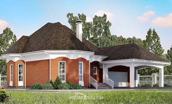 180-007-П Проект двухэтажного дома с мансардой, гараж, недорогой домик из блока Кызыл | Проекты домов от House Expert