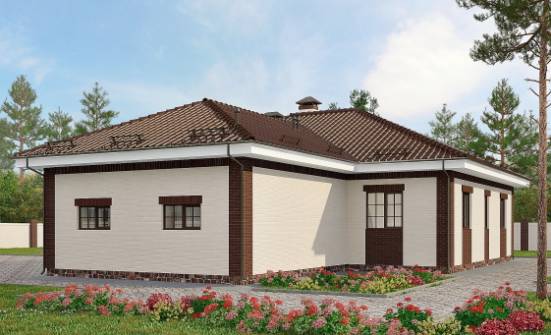 160-015-П Проект одноэтажного дома и гаражом, бюджетный загородный дом из блока Кызыл | Проекты одноэтажных домов от House Expert