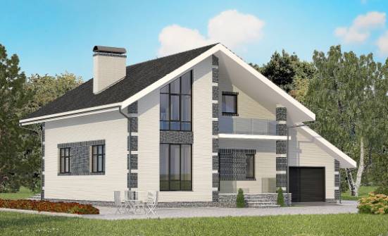 180-001-П Проект двухэтажного дома с мансардой и гаражом, доступный коттедж из пеноблока Кызыл | Проекты домов от House Expert