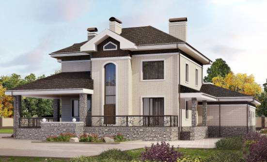 365-001-Л Проект трехэтажного дома, гараж, просторный домик из кирпича Кызыл | Проекты домов от House Expert