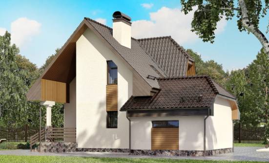 150-001-Л Проект двухэтажного дома с мансардой и гаражом, классический дом из газосиликатных блоков Кызыл | Проекты домов от House Expert