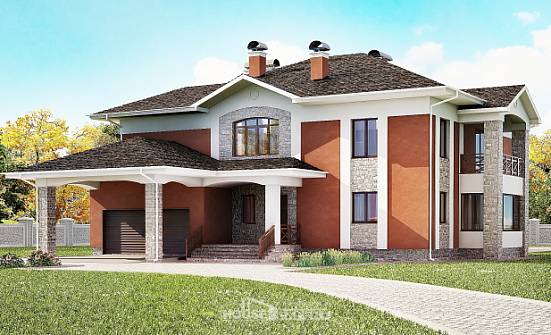 400-002-Л Проект двухэтажного дома, гараж, классический коттедж из кирпича Кызыл | Проекты домов от House Expert