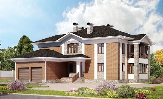 520-002-Л Проект трехэтажного дома и гаражом, уютный загородный дом из газобетона Кызыл | Проекты домов от House Expert