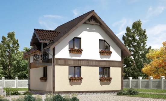 105-001-П Проект двухэтажного дома мансардой, недорогой домик из поризованных блоков Кызыл | Проекты домов от House Expert