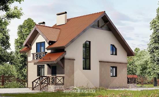 120-003-Л Проект двухэтажного дома с мансардой, скромный дом из бризолита Кызыл | Проекты домов от House Expert