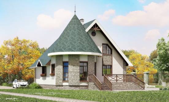 170-003-Л Проект двухэтажного дома с мансардным этажом, бюджетный загородный дом из бризолита Кызыл | Проекты домов от House Expert