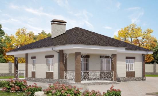 100-004-Л Проект одноэтажного дома, компактный загородный дом из керамзитобетонных блоков Кызыл | Проекты домов от House Expert