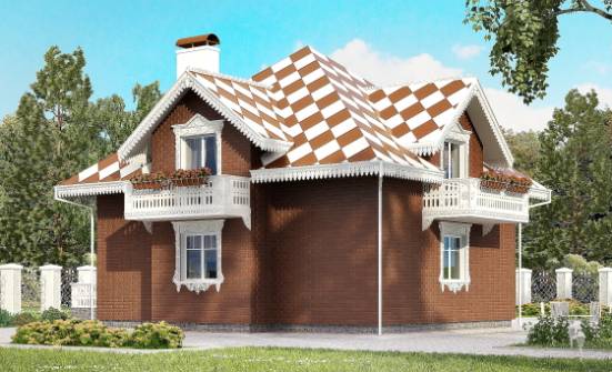 155-003-Л Проект двухэтажного дома с мансардой и гаражом, небольшой коттедж из керамзитобетонных блоков Кызыл | Проекты домов от House Expert
