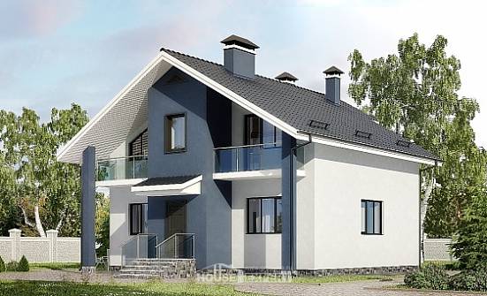 150-005-П Проект двухэтажного дома мансардой, уютный загородный дом из блока Кызыл | Проекты домов от House Expert