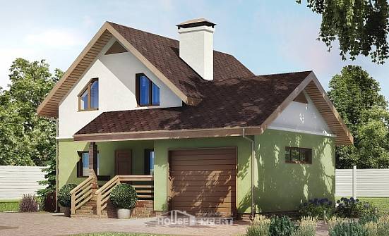 120-002-П Проект двухэтажного дома мансардный этаж, гараж, бюджетный дом из пеноблока Кызыл | Проекты домов от House Expert