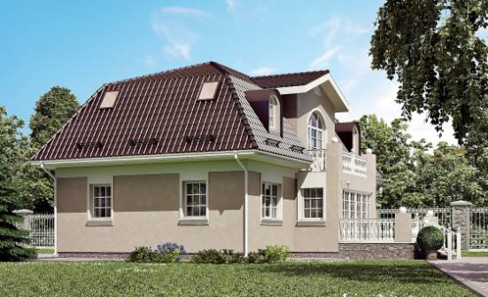 210-001-Л Проект двухэтажного дома с мансардой, просторный коттедж из твинблока Кызыл | Проекты домов от House Expert