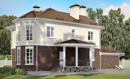 190-002-Л Проект двухэтажного дома и гаражом, средний загородный дом из теплоблока Кызыл | Проекты домов от House Expert