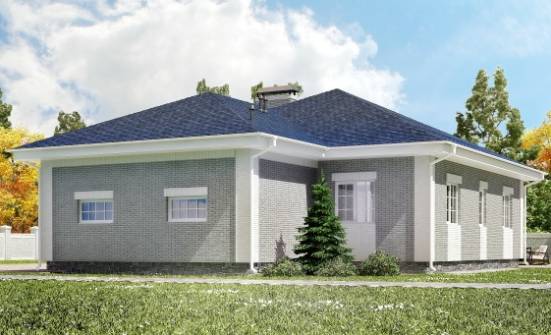 130-002-П Проект одноэтажного дома и гаражом, классический домик из блока Кызыл | Проекты одноэтажных домов от House Expert