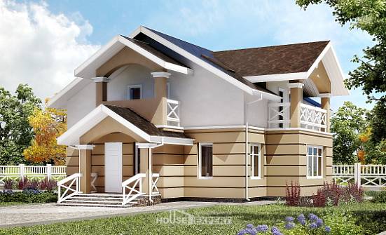 155-009-П Проект двухэтажного дома мансардный этаж, недорогой домик из арболита Кызыл | Проекты домов от House Expert