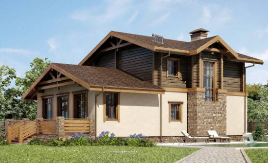 170-004-П Проект двухэтажного дома с мансардой и гаражом, красивый дом из газосиликатных блоков из дерева Кызыл | Проекты домов от House Expert