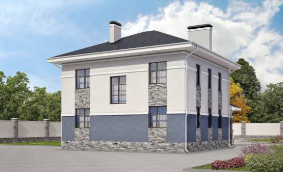 150-014-Л Проект двухэтажного дома, бюджетный коттедж из бризолита Кызыл | Проекты домов от House Expert