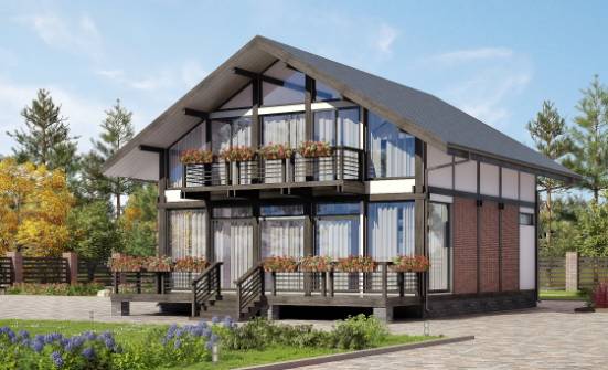 170-007-П Проект двухэтажного дома мансардный этаж, недорогой загородный дом из бревен Кызыл | Проекты домов от House Expert