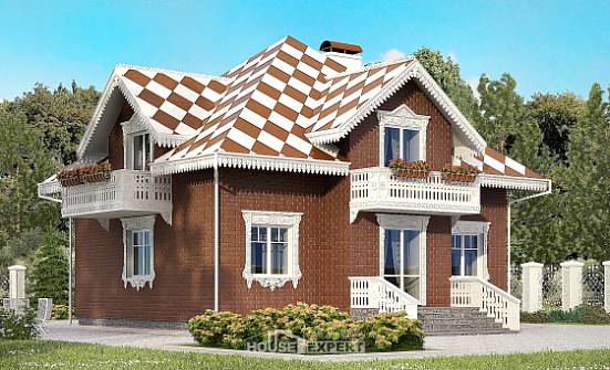 155-003-Л Проект двухэтажного дома с мансардой и гаражом, небольшой коттедж из керамзитобетонных блоков Кызыл | Проекты домов от House Expert
