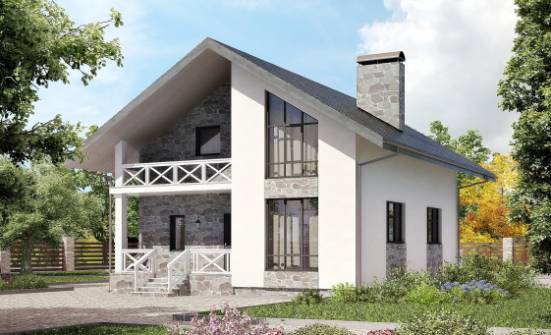 155-001-Л Проект двухэтажного дома мансардой, гараж, уютный загородный дом из газобетона Кызыл | Проекты домов от House Expert