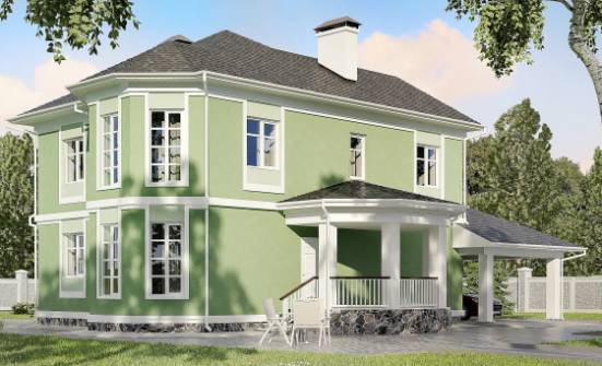 170-001-Л Проект двухэтажного дома, гараж, доступный домик из бризолита Кызыл | Проекты домов от House Expert