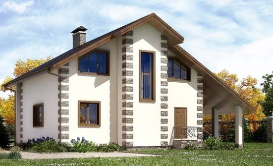 150-003-Л Проект двухэтажного дома мансардой, гараж, экономичный коттедж из дерева Кызыл | Проекты домов от House Expert