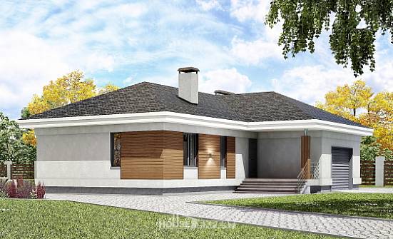 165-001-П Проект одноэтажного дома, гараж, уютный коттедж из твинблока Кызыл | Проекты домов от House Expert