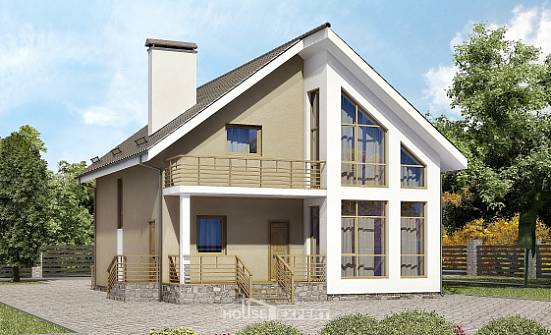 170-006-Л Проект двухэтажного дома мансардный этаж, бюджетный домик из бризолита Кызыл | Проекты домов от House Expert