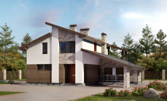 200-010-П Проект двухэтажного дома с мансардным этажом и гаражом, красивый домик из бризолита Кызыл | Проекты домов от House Expert