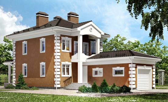 150-006-П Проект двухэтажного дома и гаражом, скромный дом из теплоблока Кызыл | Проекты домов от House Expert
