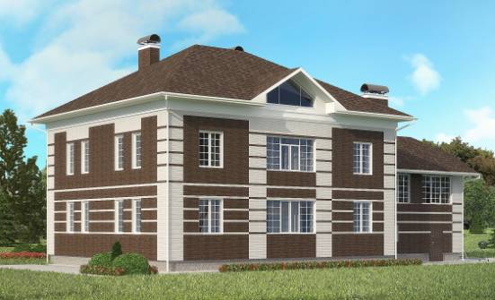 505-002-Л Проект трехэтажного дома и гаражом, красивый коттедж из кирпича Кызыл | Проекты домов от House Expert