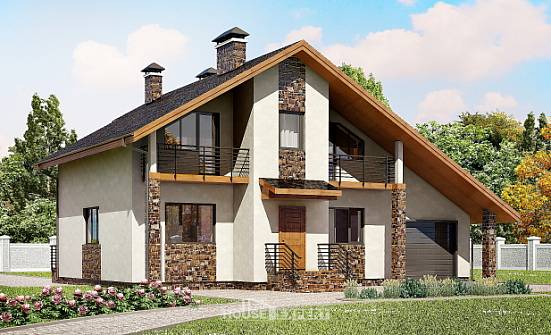 180-008-П Проект двухэтажного дома с мансардой, гараж, средний дом из теплоблока Кызыл | Проекты домов от House Expert