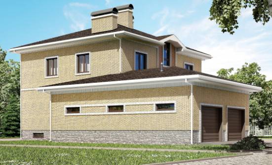 350-002-Л Проект трехэтажного дома, гараж, красивый дом из кирпича Кызыл | Проекты домов от House Expert