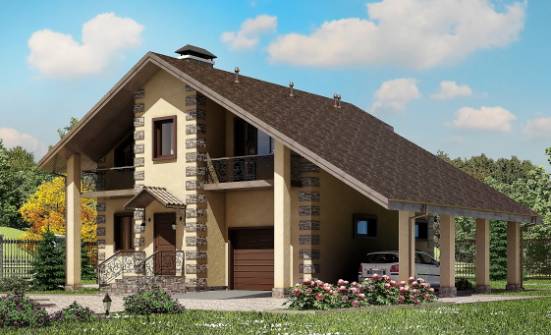 150-003-П Проект двухэтажного дома мансардой, гараж, бюджетный домик из арболита Кызыл | Проекты домов от House Expert